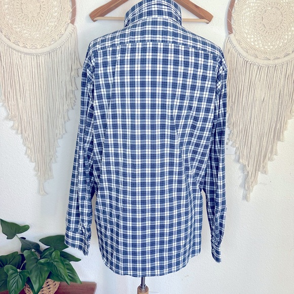 Lucky brand blue and white plaid men’s button up long sleeve shirt XL - Picture 4 of 6